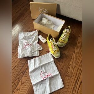 Christian Louboutin Junior Orlato Spikes Yellow Multi Men’s US Size 11 RARE